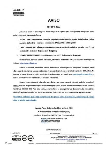 Informações para Encarregados de Educação