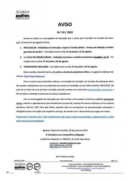 Informações para Encarregados de Educação