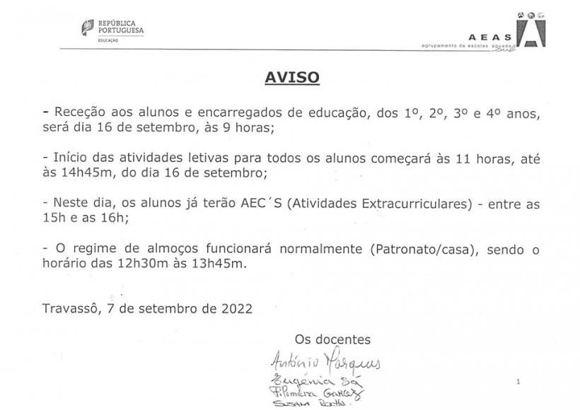 Início do ano lectivo