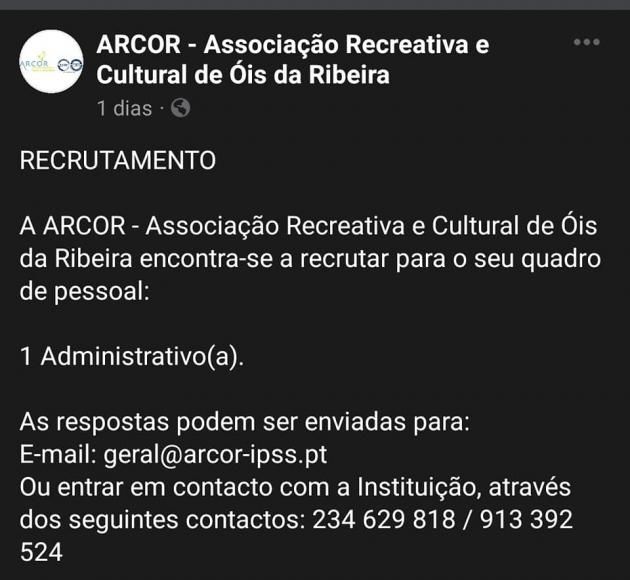 As nossas instituições estão a recrutar - ARCOR