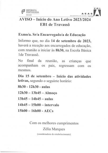 Informação para Encarregados de Educação