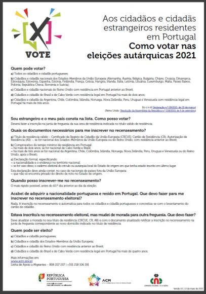 Informações úteis para votar nas eleições autárquicas 2021