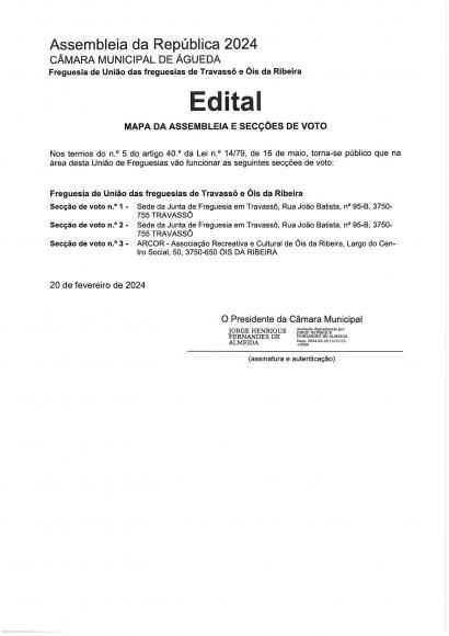 Informação locais de voto UFTOR: Eleições Legislativas